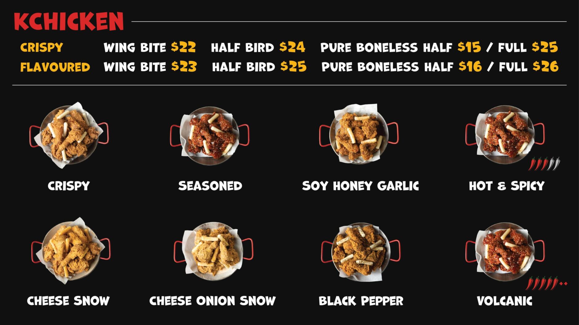 K chicken main menu